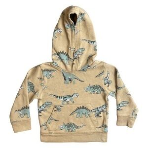 3/$15 Garanimals Tan and Green Dinosaur Boys Kangaroo Pocket Pullover Hoodie 2T